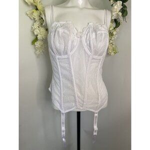 Goddess Vintage Corset Bra Garter 36DD D White Bustier Converts to Strapless NWT
